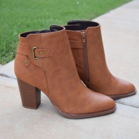 Ankle Booties Tan Pointed Toe Caramel 3" Boot - Picture 1 of 7
